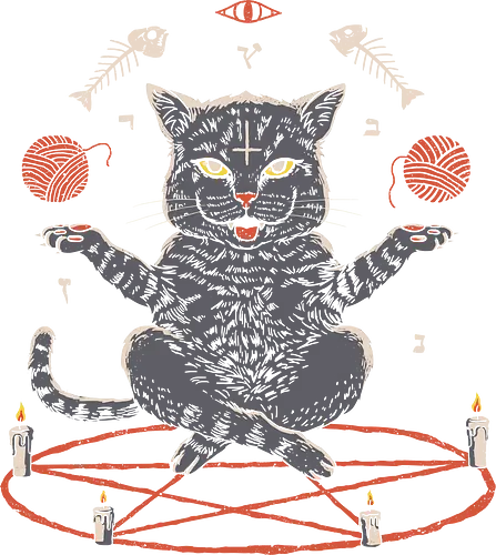 Devious Cat - neko, katze, cat, japan, yokai, demon, devil, pentagram, Japanese